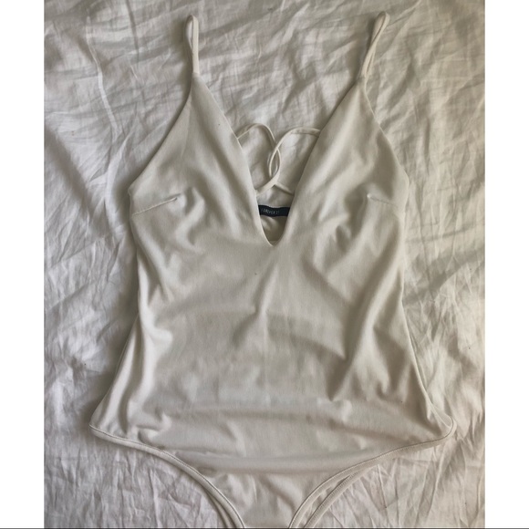 Plunge White Bodysuit - Forever 21 - Picture 2 of 2